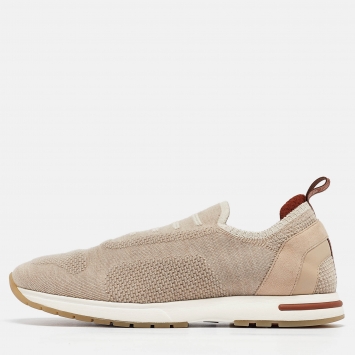 Pre Owned Loro Piana Beige Fabric and Suede 360 LP Flexy Walk Sneakers Size 39.5