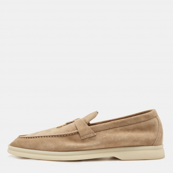 Pre Owned Loro Piana Beige Suede Summer Charms Walk Loafers Size 37