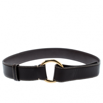 Pre Owned Loro Piana Brown Leather Stitched Belt 85CM