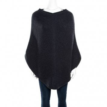 Pre Owned Loro Piana Grey Baby Cashmere Chunky Knit Poncho ( One Size )