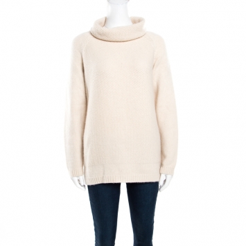 Pre Owned Loro Piana Cream Baby Cashmere Chunky Knit Sweater M