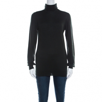Pre Owned Loro Piana Dark Green Cashmere Turtleneck Sweater M