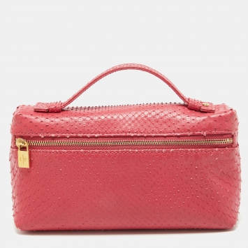 Pre Owned Loro Piana Pink Python Zip L19 Pouch