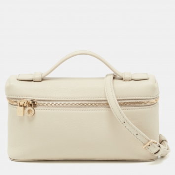 Pre Owned Loro Piana Light Beige Leather Extra Pocket L19 Pouch