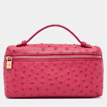 Pre Owned Loro Piana Dark Pink Ostrich L19 Pouch