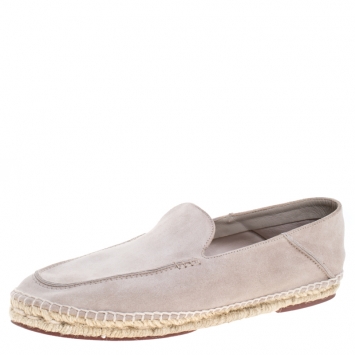 مملوكة مسبقًا Loro Piana Light Grey Suede Collapsible Heel Flat Espadrilles Size 42