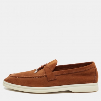 Pre Owned Loro Piana Brown Suede Summer Charms Walk Loafers Size 38