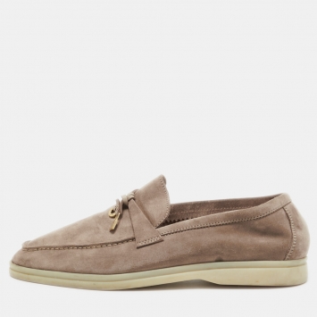 Pre Owned Loro Piana Beige Suede Summer Charm Walk Loafers Size 39