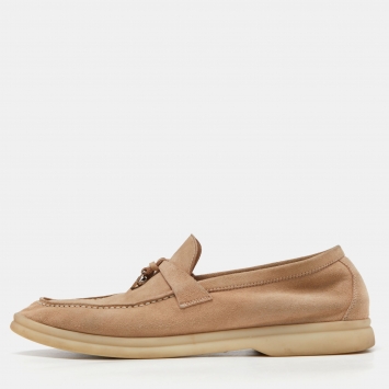 Pre Owned Loro Piana Beige Suede Summer Charms Walk Loafers Size 38