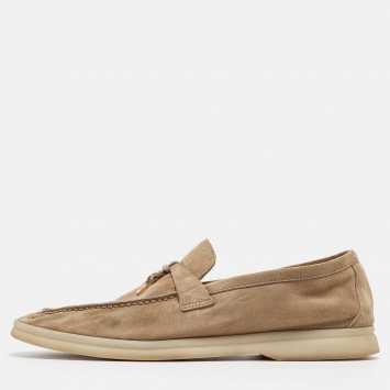 Pre Owned Loro Piana Beige Suede Summer Charms Walk Loafers Size 41