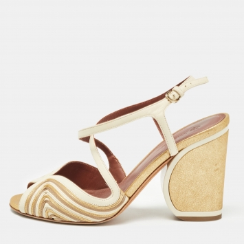 Pre Owned Loro Piana Tricolor Leather Ankle Strap Sandals Size 38.5