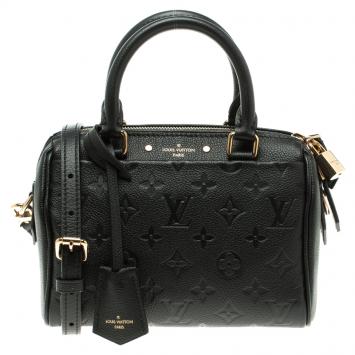 Pre Owned Louis Vuitton Black Monogram Empreinte Leather Speedy Bandouliere 20