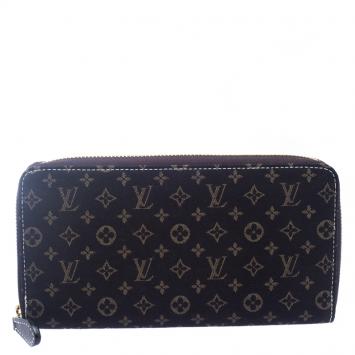 Pre Owned Louis Vuitton Fusain Mini Lin Zippy Wallet