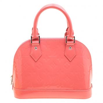 Pre Owned Louis Vuitton Rose Litchi Monogram Vernis Alma BB Bag