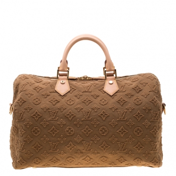 Pre Owned Louis Vuitton Caramel Monogram Applique Canvas Cruise 2013 Collection Speedy Bandouliere 35