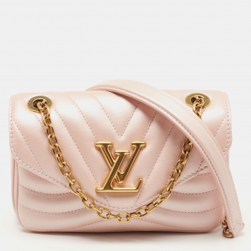 Pre Owned Louis Vuitton Metallic Pink Leather New Wave PM Chain Bag 