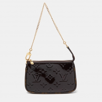 Pre Owned Louis Vuitton Amarante Monogram Vernis Mini Pochette Accessoires