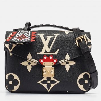 Pre Owned Louis Vuitton Black/Beige Monogram Empreinte Leather Crafty Pochette Metis Bag
