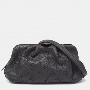 Pre Owned Louis Vuitton Black Monogram Mahina Leather Scala Mini Pouch Bag