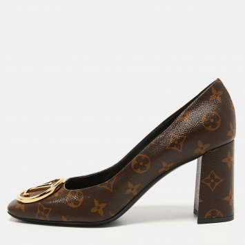Pre Owned Louis Vuitton Monogram Canvas Madeleine Square Toe Pumps Size 41 
