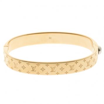 Pre Owned Louis Vuitton Nanogram Cuff Gold Tone Bracelet M