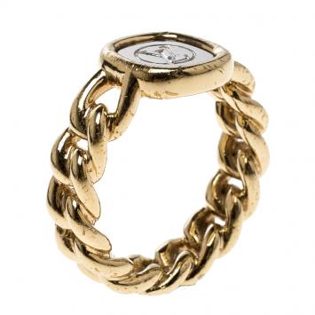 Pre Owned Louis Vuitton ID Two Tone Gold Ring Size 51