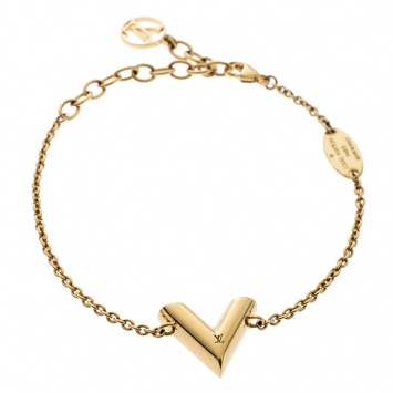 Pre Owned Louis Vuitton Essential V Gold Tone Bracelet 
