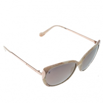 Pre Owned Louis Vuitton Marble/Rose Gold Mirrored Z056W Cat Eye Sunglasses
