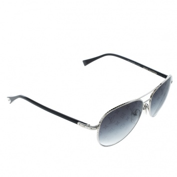 Pre Owned Louis Vuitton Silver/Monogram Black Gradient Z0165U Conspiration Pilote Aviator Sunglasses 