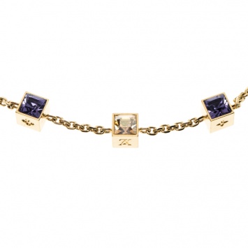 Pre Owned Louis Vuitton Gamble Crystal Gold Tone Necklace