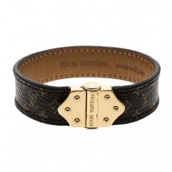 Pre Owned Louis Vuitton Brown Spirit Nano Monogram Bracelet 15 cm