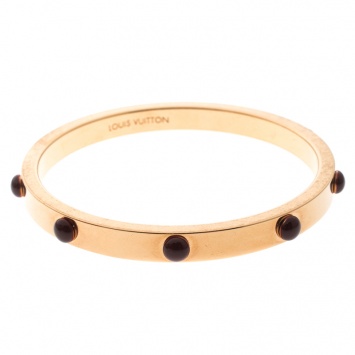 Pre Owned Louis Vuitton Gimme A Clue Red Enamel Gold Tone Bangle Bracelet