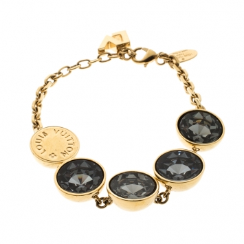 Pre Owned Louis Vuitton Over the Rainbow Crystal Gold Tone Bracelet