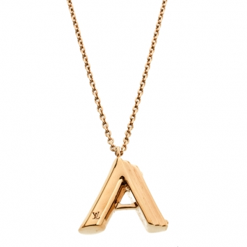 Pre Owned Louis Vuitton LV & Me Letter A Gold Tone Pendant Necklace