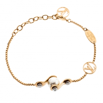 Pre Owned Louis Vuitton Speedy Pearl Gold Tone Bracelet