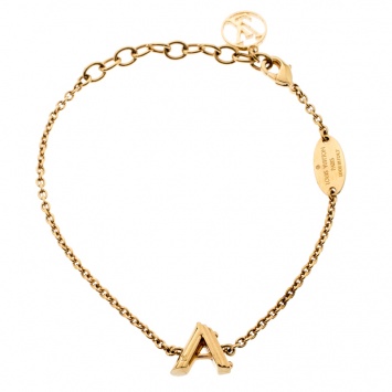 Pre Owned Louis Vuitton LV & Me Letter A Gold Tone Bracelet 