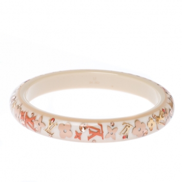 Pre Owned Louis Vuitton Blush Clear Resin Gold Tone Monogram Inclusion Bangle Bracelet