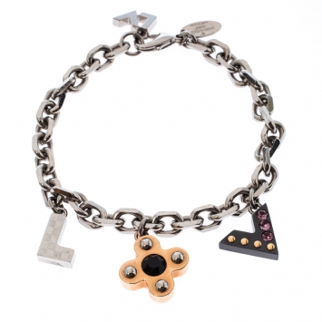 Pre Owned Louis Vuitton Love Letter Timeless Crystal Silver Tone Bracelet