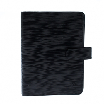 Pre Owned Louis Vuitton Black Epi Leather Medium Ring Agenda Cover 