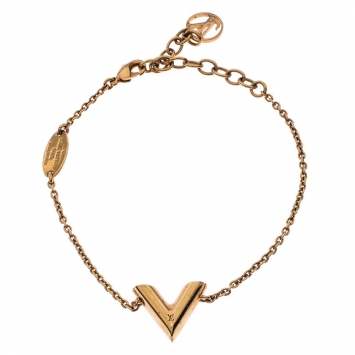 Pre Owned Louis Vuitton Essential V Gold Tone Bracelet
