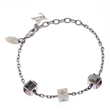 Pre Owned Louis Vuitton Gamble Crystal Silver Tone Bracelet