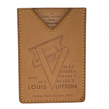Pre Owned Louis Vuitton Tan Leather X Beverly Hills Card Case