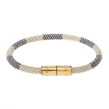 Pre Owned Louis Vuitton Damier Azur Canvas Gold Tone Keep It Bracelet