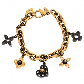 Pre Owned Louis Vuitton Love Letter Timeless Two Tone Charm Bracelet