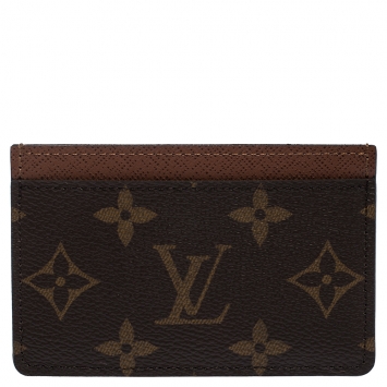 Pre Owned Louis Vuitton Brown Monogram Canvas Card Holder