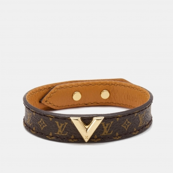 Pre Owned Louis Vuitton Monogram Canvas Essential V Gold Tone Bracelet