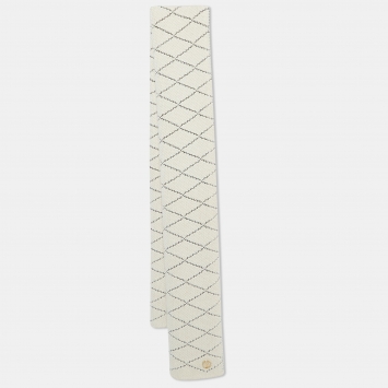 Pre Owned Louis Vuitton Cream Patterned Wool & Cashmere Écharp Martage Muffler