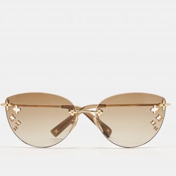 Pre Owned Louis Vuitton Brown/Gold Desmayo Rimless Sunglasses