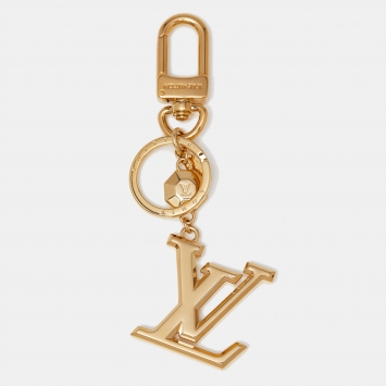 Pre Owned Louis Vuitton Gold Tone LV Facettes Bag Charm & Key Holder
