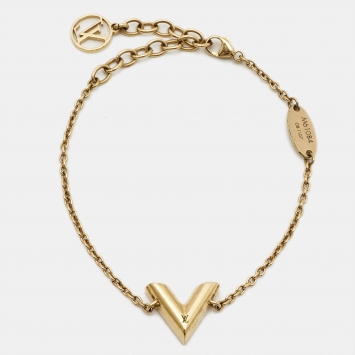 Pre Owned Louis Vuitton Essential V Gold Tone Bracelet